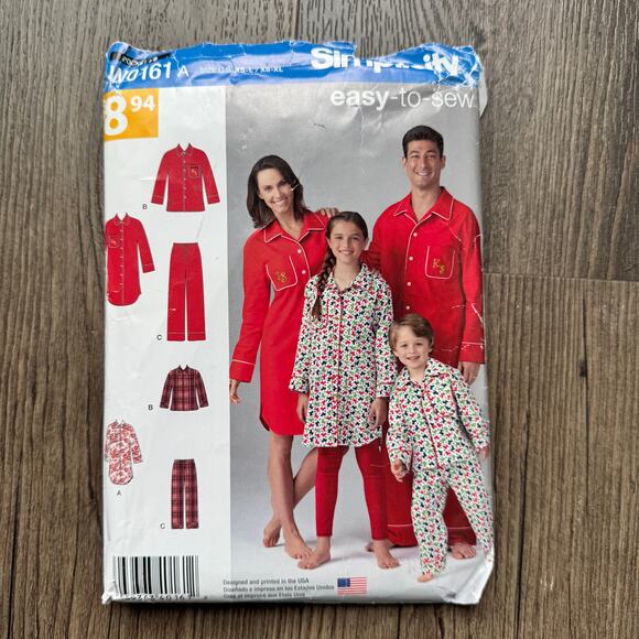 UNCUT Simplicity 0161 Sewing Pattern Womens Size XS-Lg Nightgown PJ Pajama Set - Picture 1 of 2